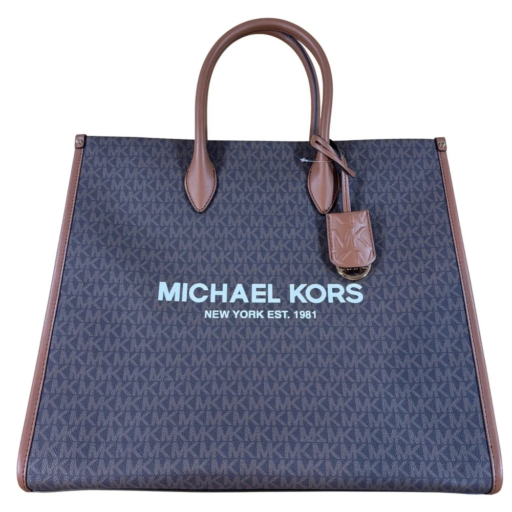 Michael Kors Mirella Large NS Brown Tote Signature Logo Bag